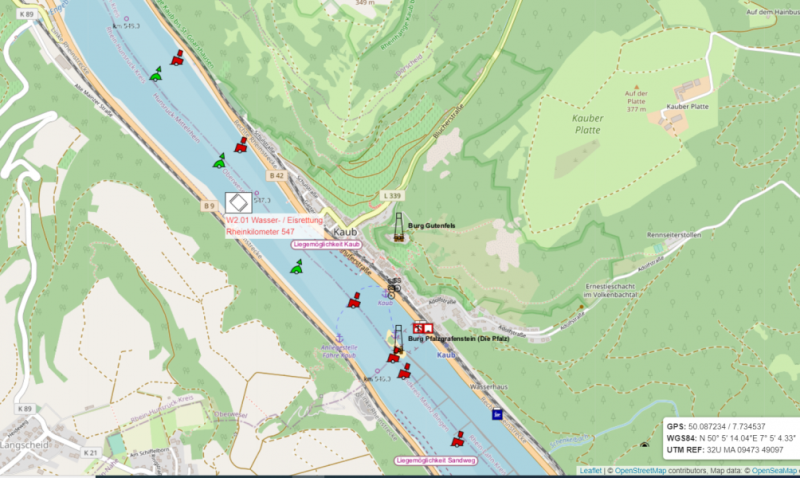 W2.01 Wasser- / Eisrettung: Rheinkilometer 547 Ortslage Oberwesel